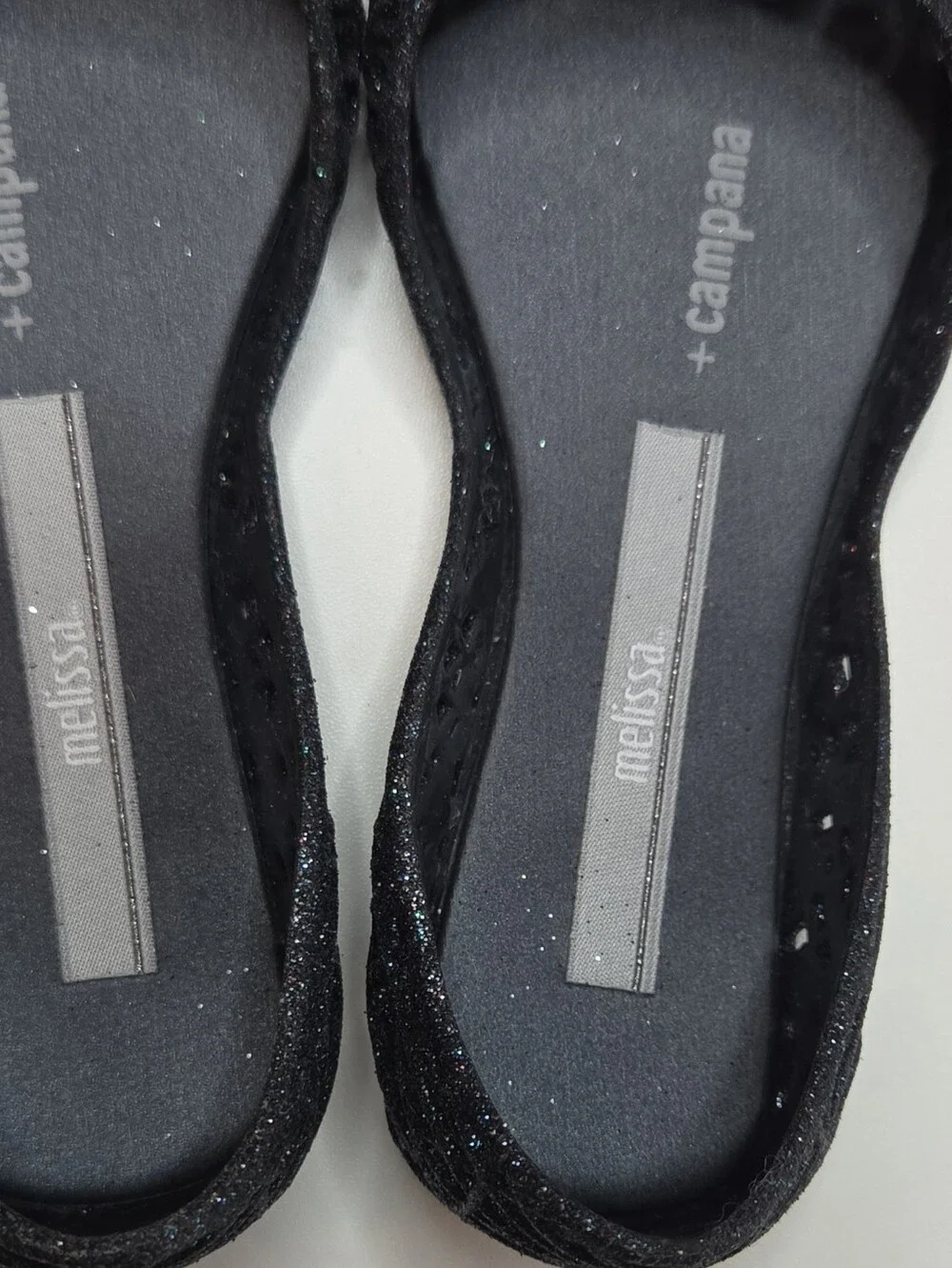 Mini Melissa Campana Zig Zag IV Inf Black Glitter Shoes Size 11 NWOT